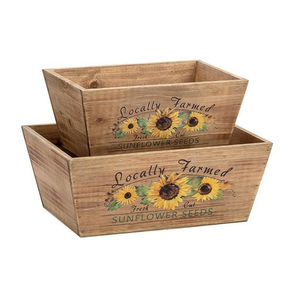 RECTANGLE WOOD BOX W/ SUNFLOWERS – North American Wholesale Florist, Inc.